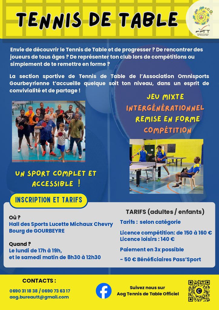 Sport à Gourbeyre : tennis de table.